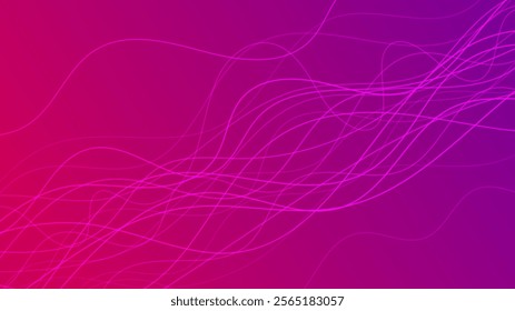 Abstract gradient background with wave beams. Abstract pink gradient background with motion blurred white curves. Header banner. Bright abstract presentation backdrop. Vector illustration