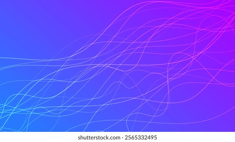 Abstract gradient background with wave beams. Abstract blue gradient background with motion blurred white curves. Header banner. Bright abstract presentation backdrop. Vector illustration