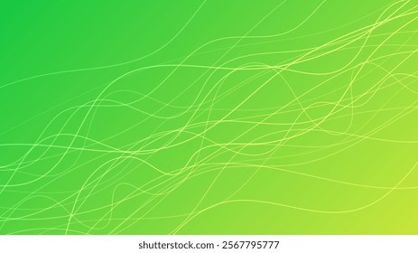 Abstract gradient background with wave beams. Abstract green gradient background with motion blurred white curves. Header banner. Bright abstract presentation backdrop. Vector illustration
