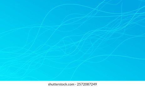 Abstract gradient background with wave beams. Abstract blue gradient background with motion blurred white curves. Header banner. Bright abstract presentation backdrop. Vector illustration