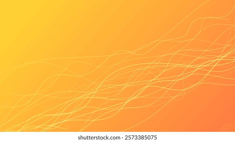 Abstract gradient background with wave beams. Abstract yellow gradient background with motion blurred white curves. Header banner. Bright abstract presentation backdrop. Vector illustration