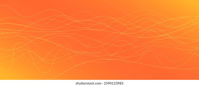 Abstract gradient background with wave beams. Abstract yellow gradient background with motion blurred white curves. Header banner. Bright abstract presentation backdrop. Vector illustration