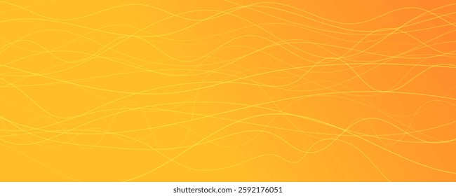 Abstract gradient background with wave beams. Abstract yellow gradient background with motion blurred white curves. Header banner. Bright abstract presentation backdrop. Vector illustration