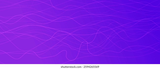 Abstract gradient background with wave beams. Abstract blue gradient background with motion blurred white curves. Header banner. Bright abstract presentation backdrop. Vector illustration
