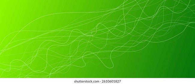 Abstract gradient background with wave beams. Abstract green gradient background with motion blurred white curves. Header banner. Bright abstract presentation backdrop. Vector illustration