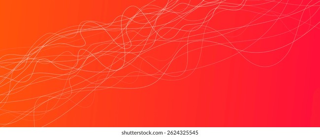 Abstract gradient background with wave beams. Abstract red gradient background with motion blurred white curves. Header banner. Bright abstract presentation backdrop. Vector illustration