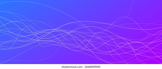 Abstract gradient background with wave beams. Abstract blue gradient background with motion blurred white curves. Header banner. Bright abstract presentation backdrop. Vector illustration