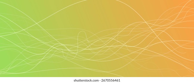 Abstract gradient background with wave beams. Abstract green gradient background with motion blurred white curves. Header banner. Bright abstract presentation backdrop. Vector illustration