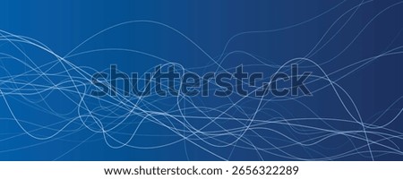 Abstract gradient background with wave beams. Abstract blue gradient background with motion blurred white curves. Header banner. Bright abstract presentation backdrop. Vector illustration