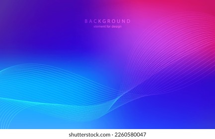 Abstract gradient background. Wave element for design. Digital frequency track equalizer. Stylized line art. Colorful shiny wave with lines. Trendy color blue. Curved wavy smooth stripe. Vector.