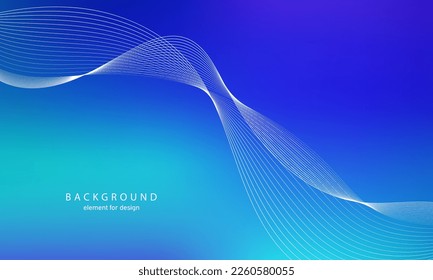 Abstract gradient background. Wave element for design. Digital frequency track equalizer. Stylized line art. Colorful shiny wave with lines. Trendy color blue. Curved wavy smooth stripe. Vector.
