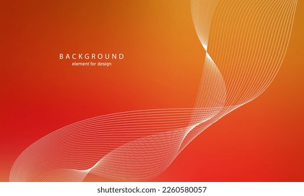 Abstract gradient background. Wave element for design. Digital frequency track equalizer. Stylized line art. Colorful shiny wave with lines. Trendy color orange. Curved wavy smooth stripe. Vector.