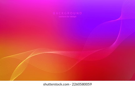 Abstract gradient background. Wave element for design. Digital frequency track equalizer. Stylized line art. Colorful shiny wave with lines. Trendy color orange pink. Curved wavy smooth stripe. Vector