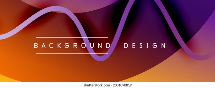 Abstract gradient background with wave line with shadow effect. Geometric composition. 3D shadow effects and fluid gradients
