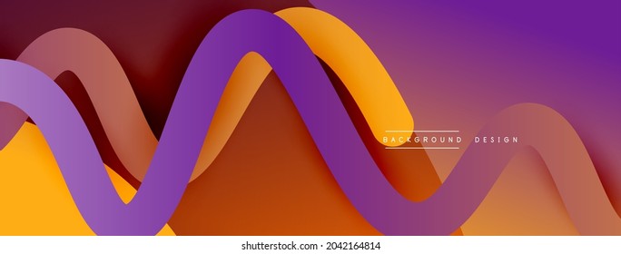 Abstract gradient background with wave line with shadow effect. Geometric composition. 3D shadow effects and fluid gradients