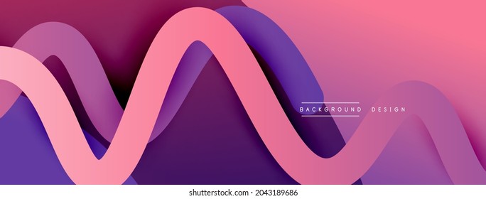 Abstract gradient background with wave line with shadow effect. Geometric composition. 3D shadow effects and fluid gradients