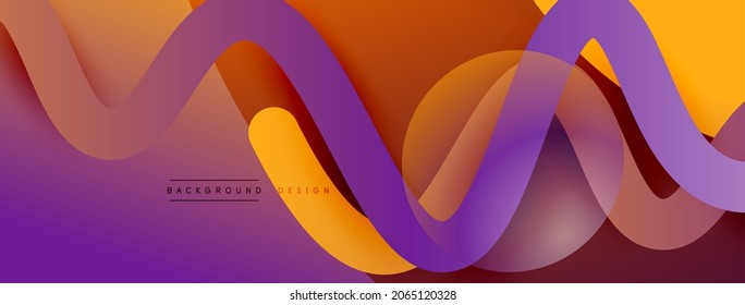 Abstract gradient background with wave line with shadow effect. Geometric composition. 3D shadow effects and fluid gradients