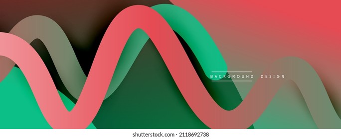 Abstract gradient background with wave line with shadow effect. Geometric composition. 3D shadow effects and fluid gradients