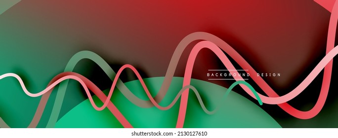 Abstract gradient background with wave line with shadow effect. Geometric composition. 3D shadow effects and fluid gradients