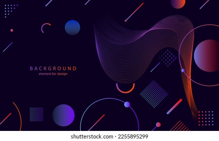 Abstract gradient background. Wave line element for design. Digital frequency track equalizer. Stylized art. Colorful shiny wave with lines created using blend tool. Curved wavy smooth stripe. Vector.