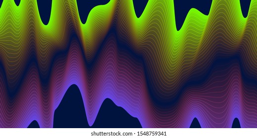 Abstract gradient background with wavy  colors. Liquid sound wave concept. Vector illustration for banners, flyers.