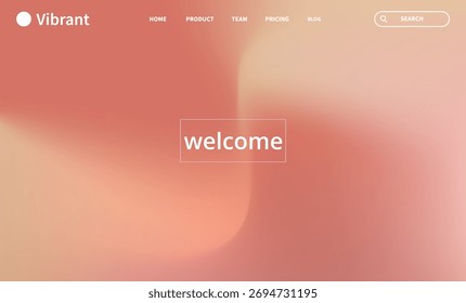 Abstract gradient background with the word welcome in the center, featuring soft, blurred color transitions in shades of pink and peach, perfect for web design and digital art
