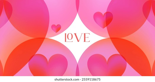 Abstract gradient backgrounds with hearts, for Valentine's day, mother's day, love, wedding invitations. Minimalist love concept design. Valentine card vector illustration.