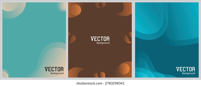 Abstract gradient backgrounds set teal brown and blue vector designs