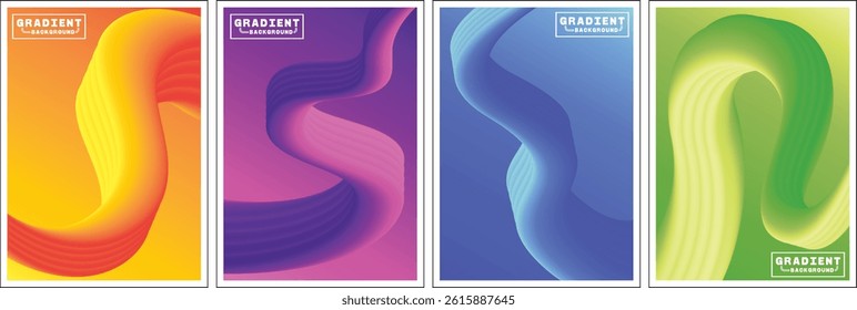 Abstract Gradient Backgrounds Set, Vector Illustration