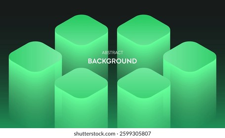Abstract Gradient Backgrounds with a Trendy Futuristic Isometric 3D Design in Neon Green Turquoise tones featuring Minimalist Modern Square Elements perfect for UI Tech Apps Blockchain Technology