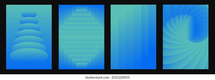 Conjunto de vetores de planos de fundo de gradiente abstrato. Modelo moderno de design futurista em estilo moderno minimalista y2k para postagem de mídia social, capa de folheto, banner da web, folheto do festival de música,