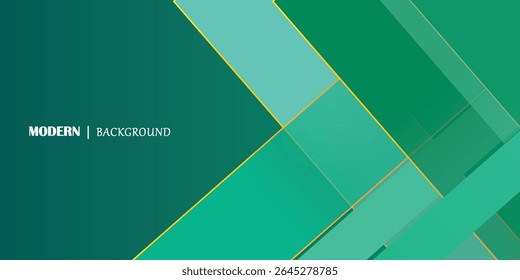 Abstract gradient banner background green colorful with gold and shapes slash.Minimalist background . Simple design. For template,etc.Vector eps 10