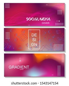 Abstract Gradient banner set. Web banner. Creative brochure design. Social Media banner design. vector illustration. Gift card. sale voucher - EPS 10