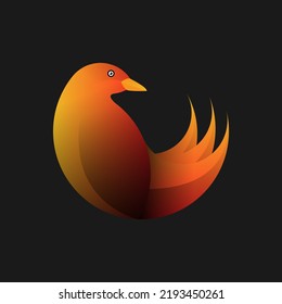 Abstract gradient bird logo design with half circle composition