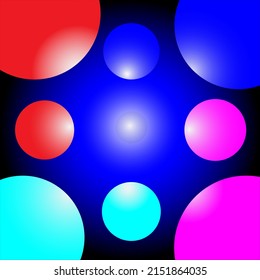 Abstract gradient black background with bright multicolored spheres vector design EPS-10