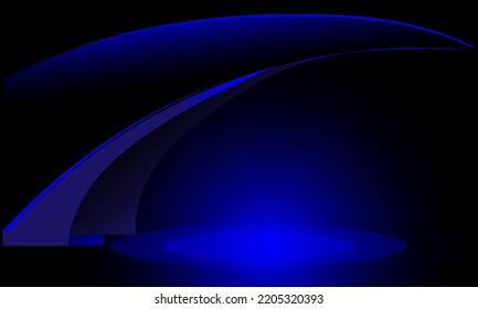 Abstract gradient black background consisting of waves and blue light.