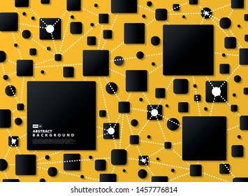 Abstract gradient black geometric on yellow tech background. Use for ad, poster, cover design of tech, artwork, template, flyer. illustration vector eps10