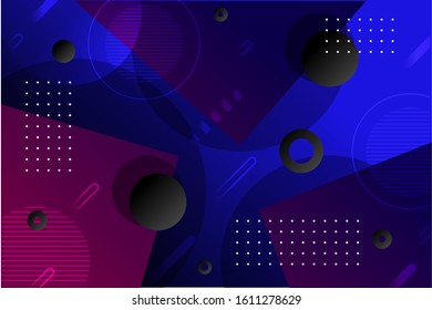 Abstract gradient bllue, and purple background vector template with 3d shapes
