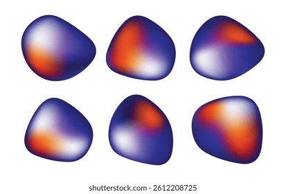 Abstract Gradient Blob Shapes in Blue, Orange, and White on White Background