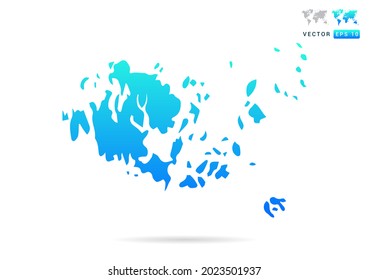 Resumen de gradiente azul con mapa de las islas Aland sobre el vector de fondo blanco.