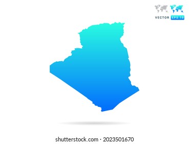 Resumen de gradiente azul con mapa de Argelia sobre el vector de fondo blanco.