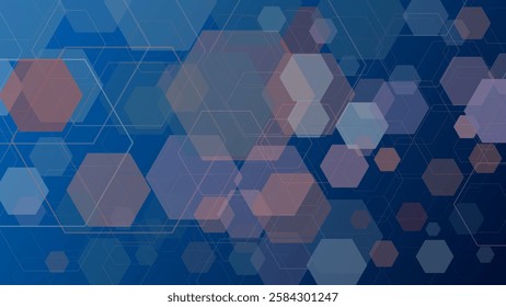 ABSTRACT GRADIENT BLUE BACKGROUND DESIGN WITH GEOMETRIC HEXAGON COLORFUL SHAPES PATTERN VECTOR TEMPLATE GOOD FOR MODERN WEBSITE, WALLPAPER, COVER DESIGN 