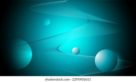 Abstract gradient blue background made up of lines and blue lights spherical geometric figure