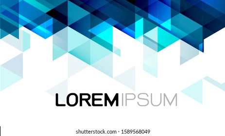 Abstract gradient blue background with mixed geometric template and modern overlapping on white background and below space for text. Vector illustration