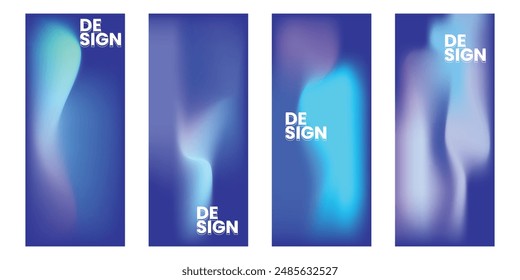 Abstract gradient blue background set vector illustration