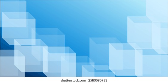 Abstract gradient blue background volume transparent squares Vector