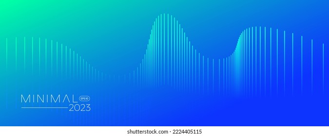 Resumen de fondo azul gradiente con líneas onduladas. Plantilla mínima de diseño. Vector, 2022-2023