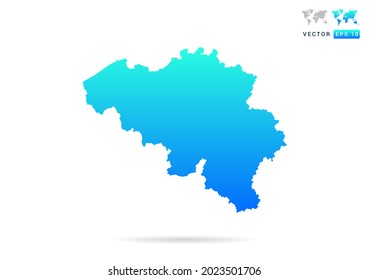 Abstrakter Farbverlauf-Blau mit belgischer Karte auf weißem Hintergrund, Vektorgrafik.
