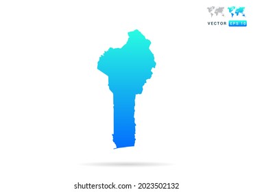 Abstract gradient blue with Benin map on white background vector.