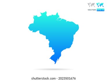 Abstract gradient blue with Brazil map on white background vector.